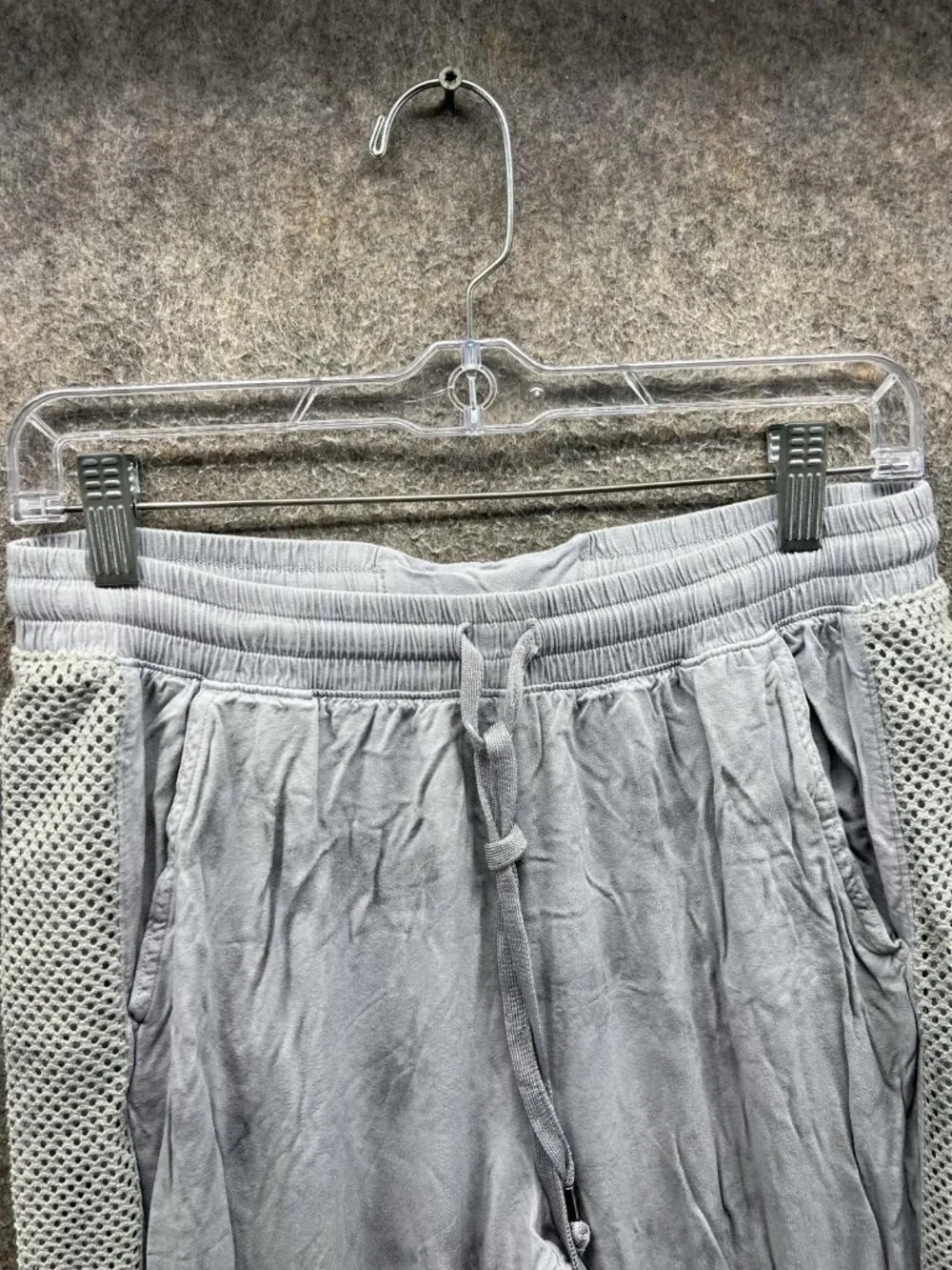 FP Movement Jogger Pants Womens Small Gray Mesh Panel Elastic Waist Yoga Gym